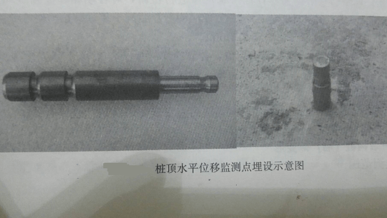 樁頂水平位移監(jiān)測(cè)點(diǎn)埋設(shè)示意圖